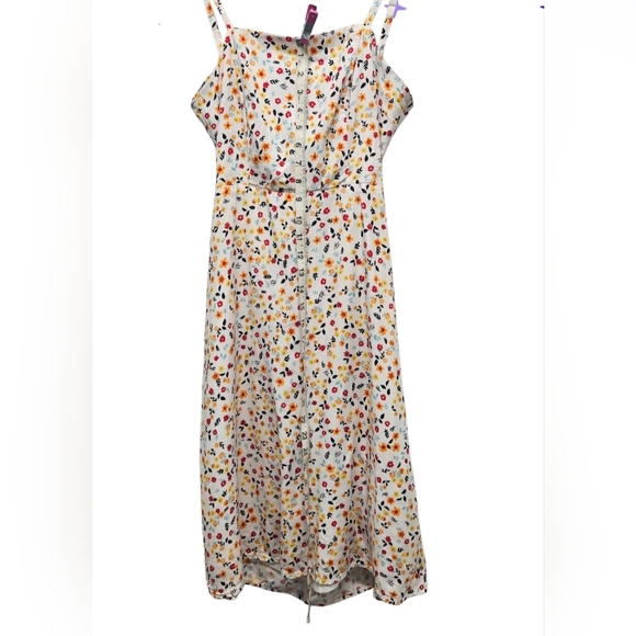 0002 Tommy Hilfiger TH Floral Spaghetti Strap Tie Back Sundress White Size 2 - Picture 13 of 14